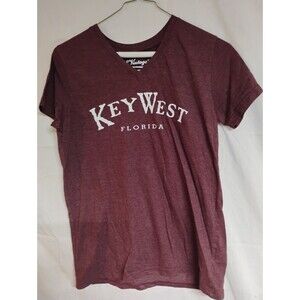 U.S. Vintage Authentic Wear Vneck Tshirt Burgundy Beach Key West Florida Medium